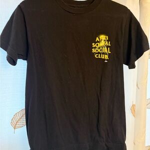 Anti Social Social Club Black Tee with Yellow Logo